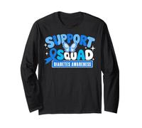 Diabetes Awareness Support Squad T1D Blue Butterfly Ribbon Maglia a Manica