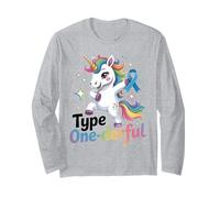 Diabetes T1D Type One-Derful Unicorn Funny Diabetic Maglia a Manica