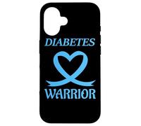 Diabetes Warrior Heart Blue Ribbon Diabetic awareness Custodia per iPhone 16
