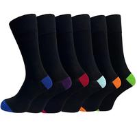 Diabetic Socks Mens 6 paia,Calzini da uomo in cotone con presa delicata, calzini non elastici per piedi gonfi,punta liscia sembrano,polsino non elastico, Tacco colorato e punta 6 paia, Taglia unica