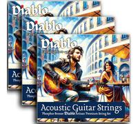 Diablo - Corde per chitarra acustica, confezione da 3, extra leggere, calibro 10s, 10-47, in bronzo fosforoso, per un tono caldo e completo, confezione multipla da 3 set