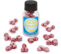 Diablo picante - barattolo da 12 caramelle a forma di pene alla fragola/ciliegia