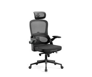 DIABLO Sedia da Ufficio Ergonomica, Poltronao con Braccioli Regolabili, Tessuto traspirante, 4 livelli di Inclinazione, Poggiatesta Regolabile, Supporto lombare, Sedia V-Light, Nero
