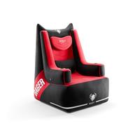 DIABLO Sedia Gaming con Pompa - Bager | Sedia da Gioco con Cuscini Ergonomici e 2 Porta Bevande | Supporto Regolabile | Tessuto Piacevole al Tatto | Sedia da Gaming fino a 120kg | Nero-Rosso
