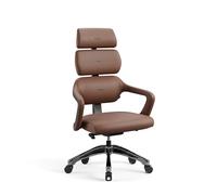 DIABLO Sedia Ufficio V-Modular | Regolazione del Sedile e Dello Schienale, Poggiatesta Staccabile | Sedia Scrivania Ergonomica per Ufficio o Casa | Morbida Pelle, Struttura in Alluminio | Marrone