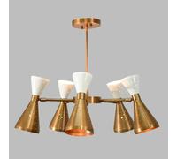 Diablo Stilnovo Stile Cinque Oro e Bianco Ombra Sputnik Soffitto Lampadario Luce