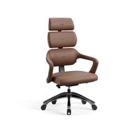 DIABLO Sedia Ufficio V-Modular | Regolazione del Sedile e Dello Schienale, Poggiatesta Staccabile | Sedia Scrivania Ergonomica per Ufficio o Casa | Morbida Pelle, Struttura in Alluminio | Marrone