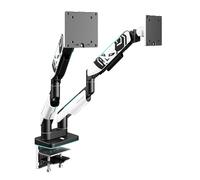 Diablo X-Arm Supporto per 2 monitor RGB Braccio regolabile per schermi da 17-35″ Illuminazione LED VESA 75x75 100x100 Capacità di carico 2x20Kg Morsetto passacavo per la gestione dei cavi Bianco-Nero