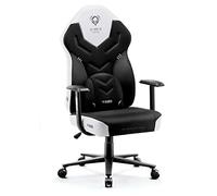 DIABLO X-Gamer 2.0 Sedia Gaming Gamer da Ufficio Design Ergonomico Cuscino Lombare Rivestimento in Tessuto Braccioli Confortevoli (Nero-Bianco)
