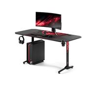 DIABLO X-Mate 1600 Scrivania Gaming 160 cm x 75 cm x 75 cm Scrivania per PC Carbonio Portabevande Gancio per Cuffie Protezione antiscivolo per i piedi