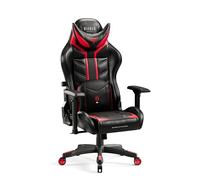 DIABLO X-Ray Sedia Gaming Gamer Per Bambini Poltrona da Ufficio Scrivana Braccioli 4D Design Ergonomico Perforazione Pelle Sintetica Funzione di Inclinazione Nero-Rosso Normal (L)