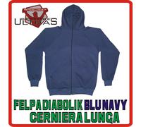 DIABOLIK felpa CAPPUCCIO ninja BLU NAVY cerniera lunga FULL ZIP stadio STADIO