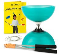 Diabolo Freizeitsport - Diabolo - Set di Giocoleria Professionale - Cuscinetto a Sfere - Turchese - Bacchette in Alluminio - Spago di Ricambio aggiuntivo - Guida Inclusa - per PROFIS - Profi Set