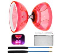 Diabolo LED con cuscinetto a sfera, 4,5 mm, set giocoliere Diabolo, luminoso al buio, per bambini e adulti, Yoyo professionale, giocoleria palline, giocattolo circo (rosso)