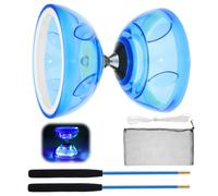 Diabolo LED con cuscinetto a sfera, 4,5 mm, set giocoliere Diabolo, luminoso al buio, per bambini e adulti, Yoyo professionale, giocoleria palline, giocattolo circo (blu)