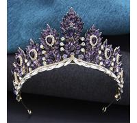Diadema da donna con strass, diadema da sposa, corona per capelli da sposa, accessori per la testa, colore oro e viola