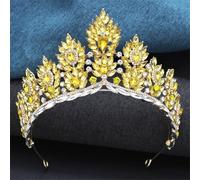 Diadema da donna con strass, diadema da sposa, corona per capelli da sposa, accessori per la testa, colore giallo oro