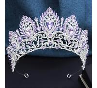 Diadema da donna di lusso rosa rossa corona di cristallo regina copricapo nuziale gioielli per capelli per abito da sposa e look da concorso