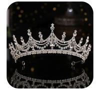 Diadema da principessa con cristalli argentati, corona da sposa con strass, per donne, matrimoni, compleanni, Halloween, balli, concorsi, cerimonie di nascita, oggetti di scena fotografici (HG608
