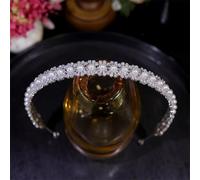 Diadema da sposa con perline e perline, per banchetto, principessa, damigelle, accessori placcati in platino, colore: bianco