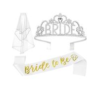 Diadema da sposa e velo con lettere satinate per essere fascia per feste di nozze e raduni doccia tiare indossare diademi, One Size, come descritto, come descritto