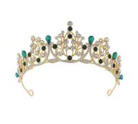 Diadema da sposa in cristallo di lusso rosa acceso viola, cerchietti da principessa for compleanno, for donne, corona, accessori for capelli da sposa(Green)