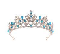 Diadema da sposa in cristallo di lusso rosa acceso viola, cerchietti da principessa for compleanno, for donne, corona, accessori for capelli da sposa(Blue)