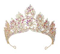 Diadema da sposa per le donne oversize strass copricapo accessori per capelli per sposa concorso H344 oro AB