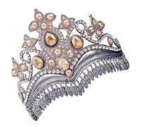 Diadema da sposa regolabile con strass scintillanti, coroncina da sposa fatta a mano per donne, addio al nubilato ed eventi serali, elegante copricapo, Height 13* Diameter 12CM, Lega
