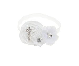 Diadema de bautizo para bebé, lazo para recién nacido, bautizo, diadema de encaje BBG48 (cruz)