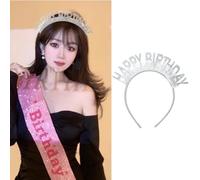 Diadema di buon compleanno per donne accessori per capelli per ragazze di compleanno accessori per capelli per donne compleanno ragazza corona copricapo per donne glitter moda accessori per feste di