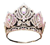 Diademi con strass per la regina nuziale gioielli da sposa grande corona concorso sposa copricapo, Strass