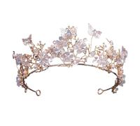Diademi da sposa con farfalla in cristallo viola color argento barocco, corone, copricapo, diadema da concorso, accessori for capelli da sposa(Gold White)