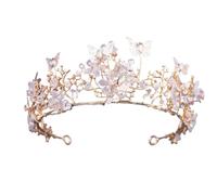 Diademi da sposa con farfalla in cristallo viola color argento barocco, corone, copricapo, diadema da concorso, accessori for capelli da sposa(Gold AB Color)