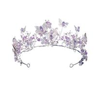 Diademi da sposa con farfalla in cristallo viola color argento barocco, corone, copricapo, diadema da concorso, accessori for capelli da sposa(Silver Purple)