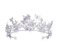 Diademi da sposa con farfalla in cristallo viola color argento barocco, corone, copricapo, diadema da concorso, accessori for capelli da sposa(Silver White)