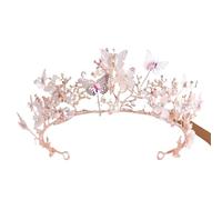 Diademi da sposa con farfalla in cristallo viola color argento barocco, corone, copricapo, diadema da concorso, accessori for capelli da sposa(Rose Gold AB Color)