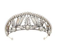 Diademi da sposa in stile barocco, vintage, in bronzo, con perle di cristallo nero, corona con strass, diadema, cerchietti, accessori for capelli da sposa