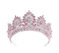 Diademi Di Strass Di Colore Rosa Corona Da Sposa Di Lusso Squisita For La Sposa Corona Di Strass For Accessori For Capelli Da Sposa Delicato Confortevole(C2 S-pink)