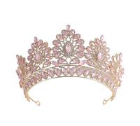 Diademi Di Strass Di Colore Rosa Corona Da Sposa Di Lusso Squisita For La Sposa Corona Di Strass For Accessori For Capelli Da Sposa Delicato Confortevole(New C5)
