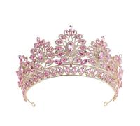Diademi Di Strass Di Colore Rosa Corona Da Sposa Di Lusso Squisita For La Sposa Corona Di Strass For Accessori For Capelli Da Sposa Delicato Confortevole(C1 G-pink)