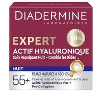 Diadermine - Crema Notte Expert - Cura Repellente con Acido Ialuronico - Bersaglio le rughe - Ripolpa la pelle - Pelle matura e secca - 98% di ingredienti di origine naturale - Vaso da 50 ml