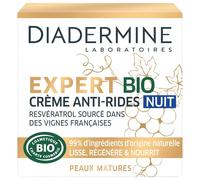 Diadermine - Expert Bio - Crema Viso Anti-Ride Notte - Resveratrolo ed estratto di alghe - Per pelli mature - 99% di ingredienti di origine naturale - Cura del viso - Cura anti-invecchiamento - Vaso