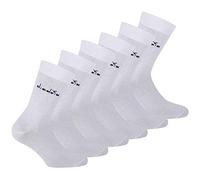 Diadora Calzini unisex, confezione da 6 - calzini sportivi, cotone, logo, tinta unita, bianco, 39-42
