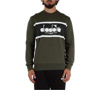 Diadora Felpa Pullover Girocollo Uomo Verde Fucile Crew Logo Lifestyle (IT, Testo, M, Regular, Regular)