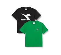 Diadora JU.Double Pack T-Shirt SS Logo, Jolly Green/Black, XS Bambini e Ragazzi