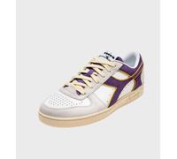 Diadora Magic Basket Low Suede Leather, Scarpe da Ginnastica Unisex-Adulto, White/Deep Lavander Violet, 43 EU