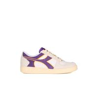Diadora Magic Basket Low Suede Leather, Scarpe da Ginnastica Unisex-Adulto, White/Deep Lavander Violet, 39 EU