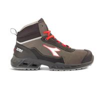 Diadora Scarpe da Lavoro Antinfortunistica Modello Shark Stab Imp Leat Mid S3 SRC ESD Colore: Nero/Rosso Fluo Taglia 48 EU