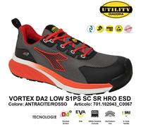 Diadora Utility scarpa da lavoro VORTEX DA2 LOW S1PS SC SR HRO ESD ANTRAC. ROSSO